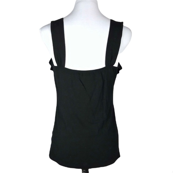 White House Black Market WHBM Ruffle Front Sleeveless Shell Tank Top Black XS - Picture 5 of 11